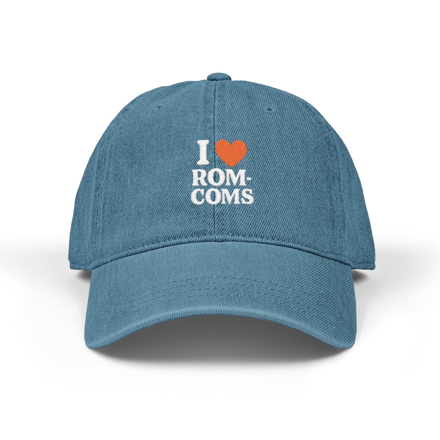 I Love Rom-Coms Vintage Denim Hat