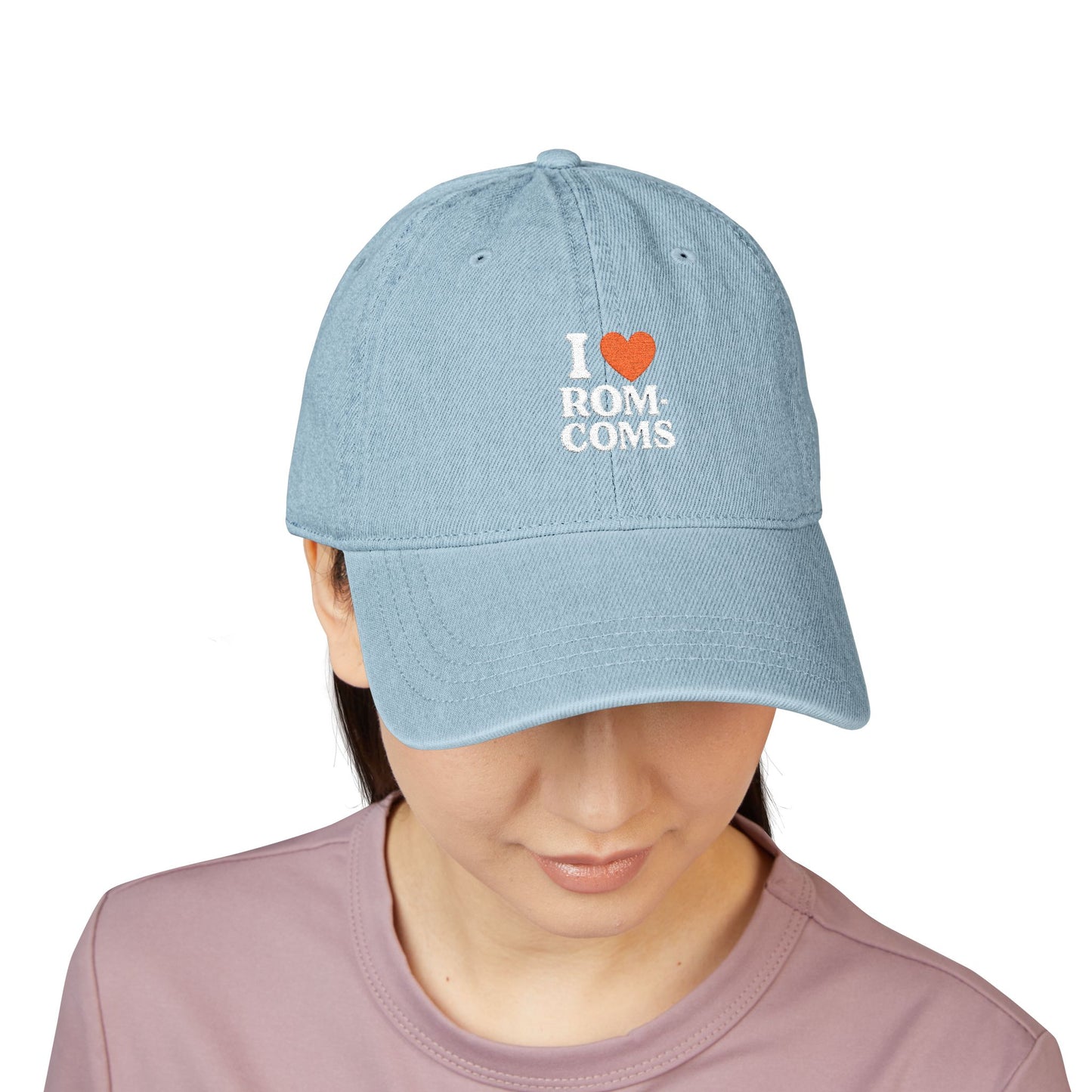 I Love Rom-Coms Vintage Denim Hat