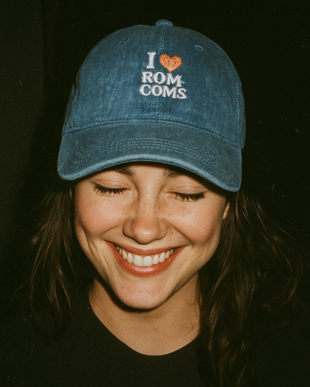 I Love Rom-Coms Vintage Denim Hat