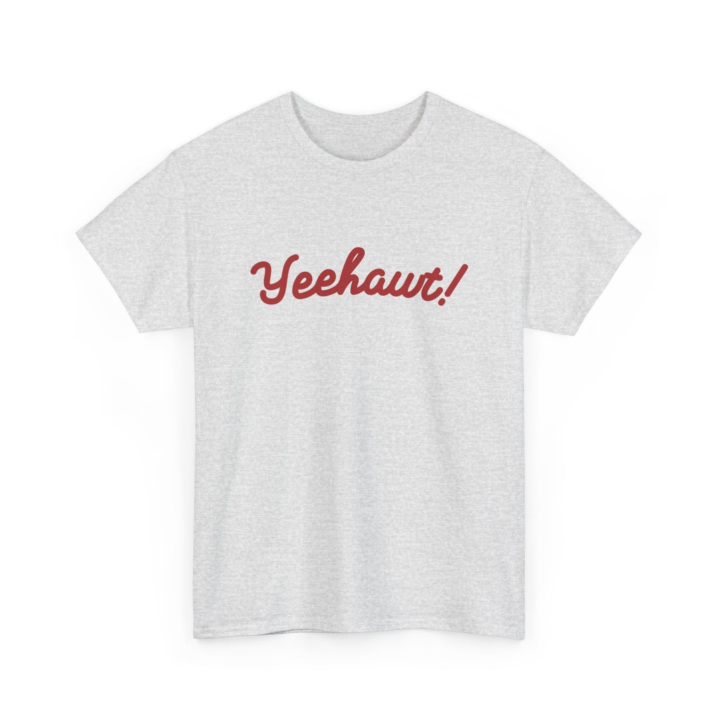 Soft ash graphic tee with playful country phrase and modern unisex fit