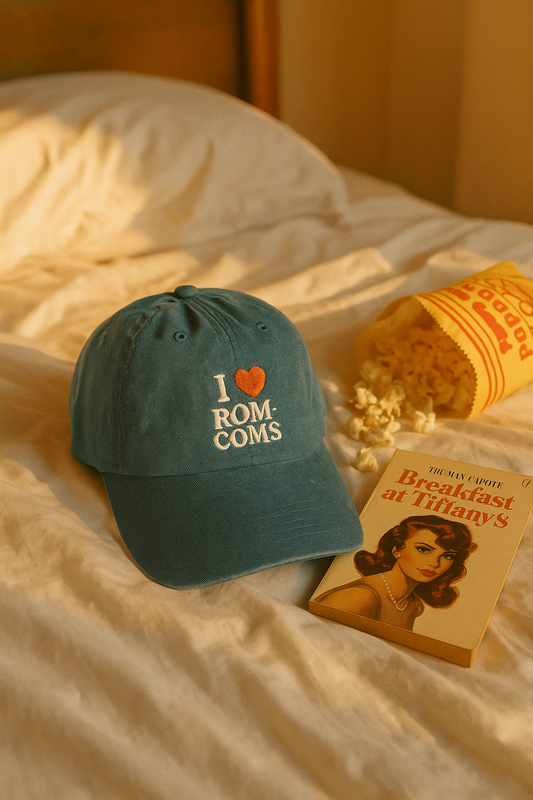 I Love Rom-Coms Vintage Denim Hat