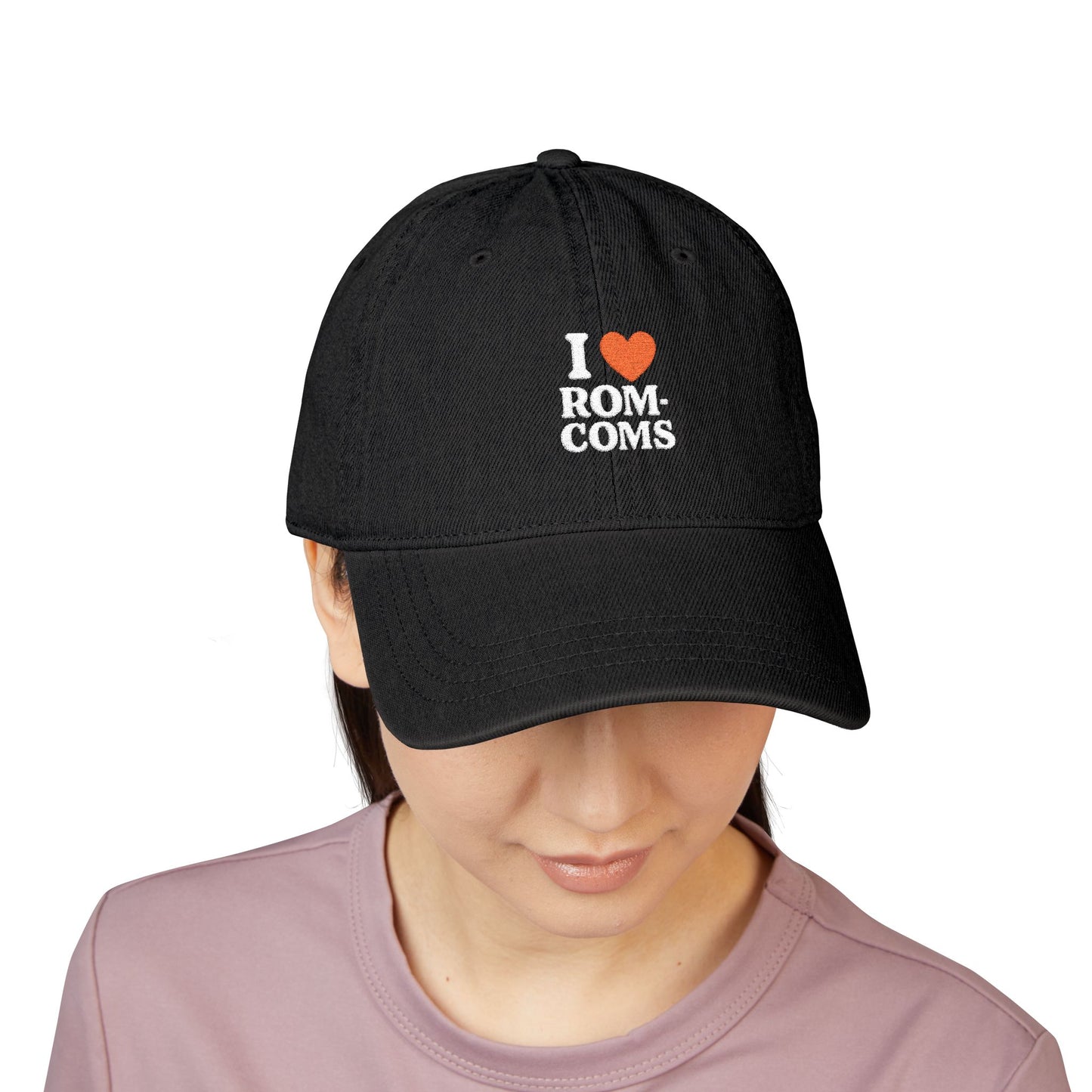 I Love Rom-Coms Vintage Denim Hat