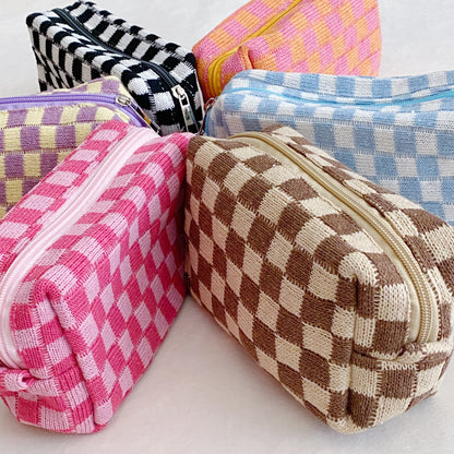 Checked Out Checkered Makeup Bag
