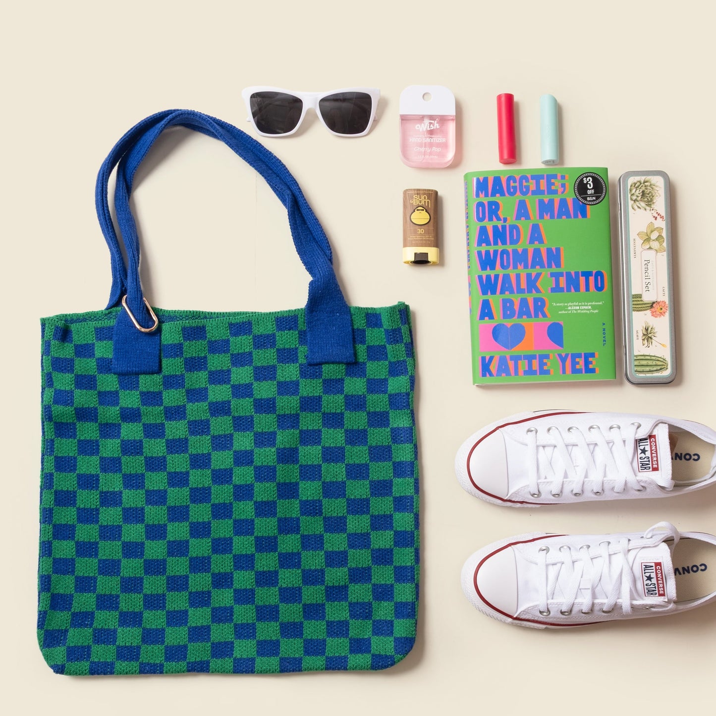 Blue Skies Checkered Tote