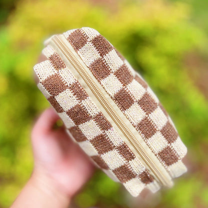 Checked Out Checkered Makeup Bag