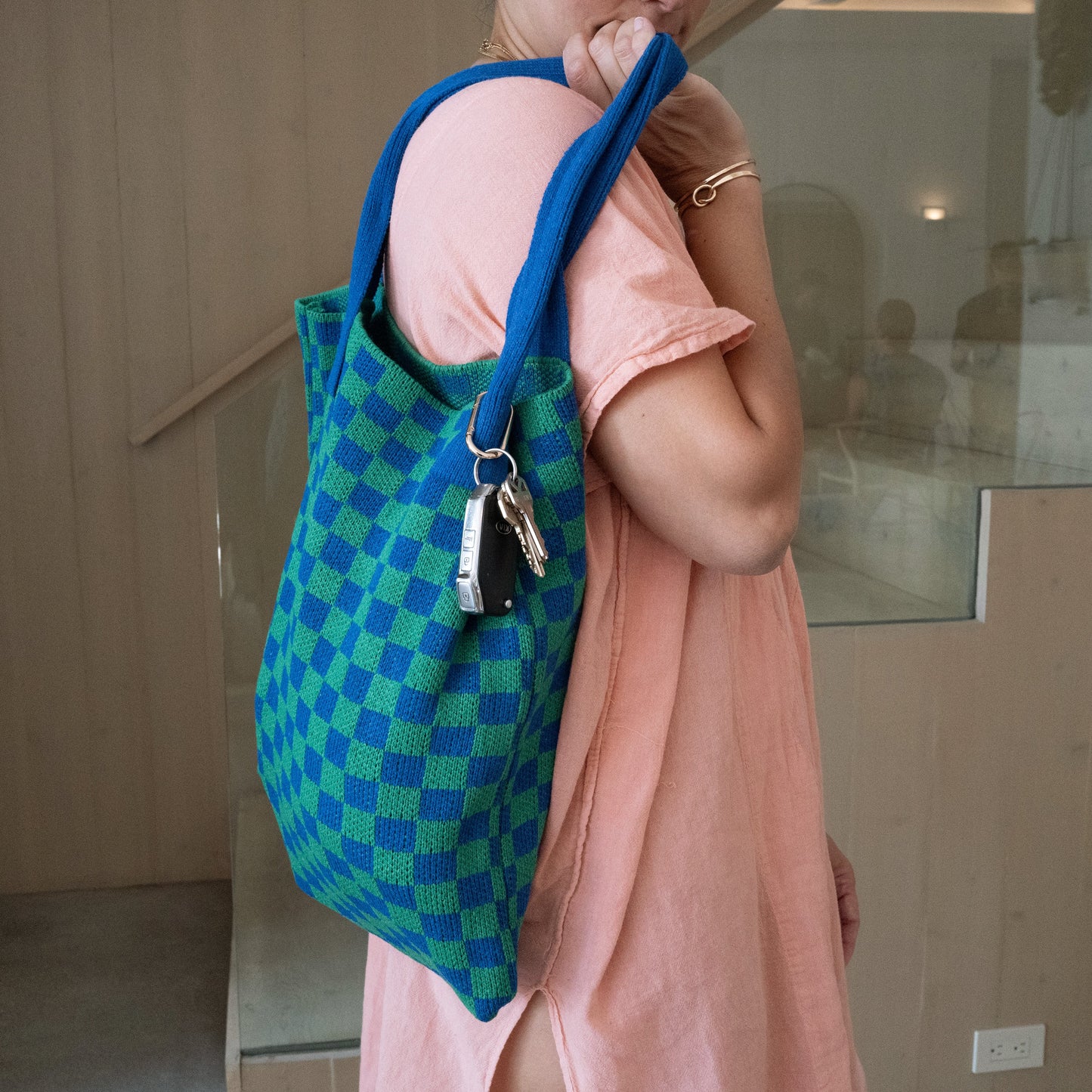 Blue Skies Checkered Tote