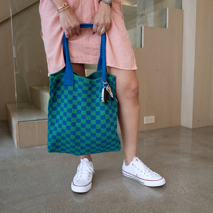 Blue Skies Checkered Tote