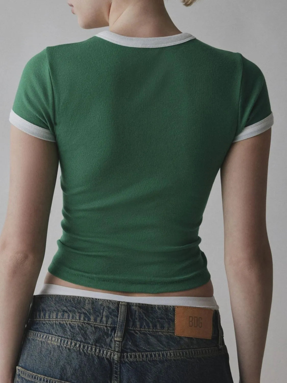 Green ringer baby tee