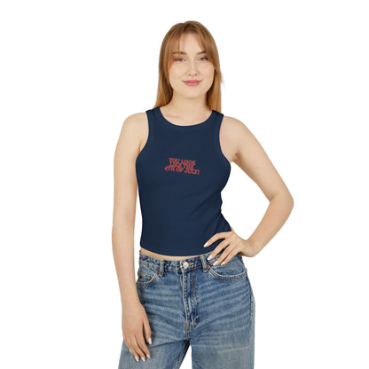 Sassy patriotic tank in dark navy with nostalgic rom-com vibes