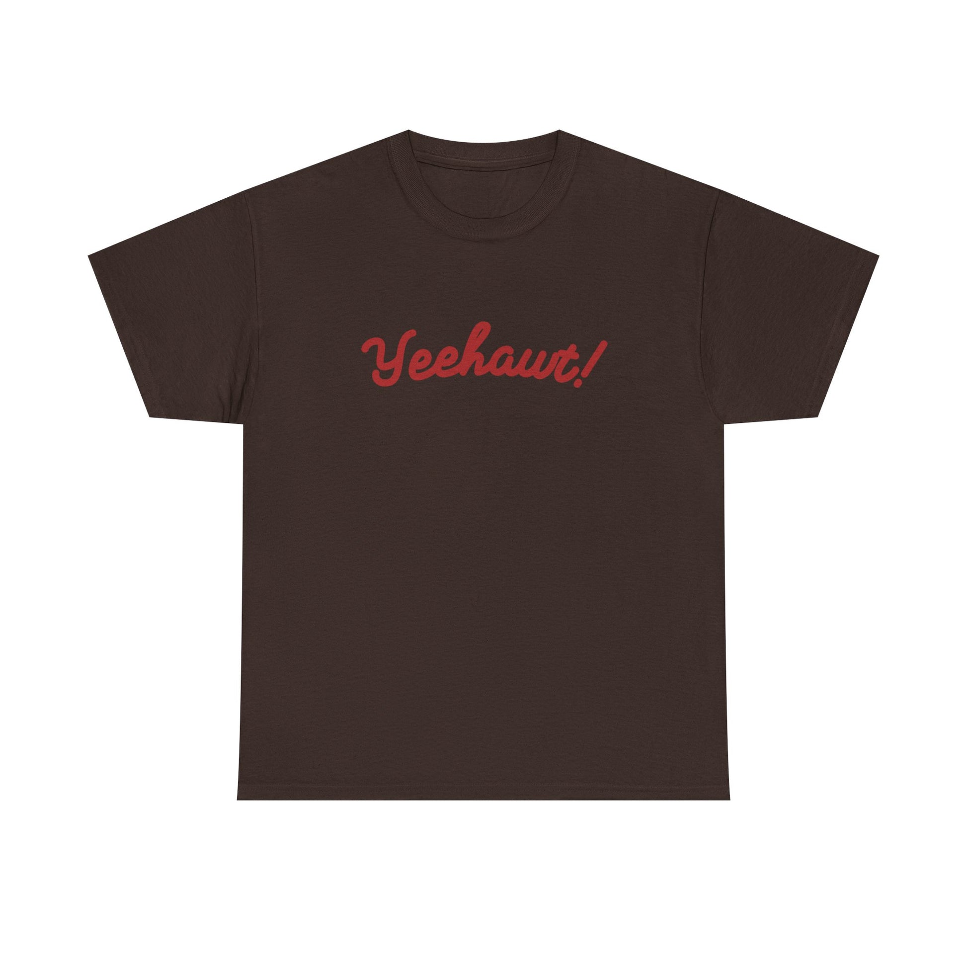 YEEHAWT! graphic tee in rich chocolate brown with rodeo flair
